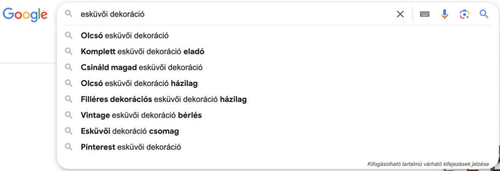 Google Autocomplete használata kulcsszókutatáshoz